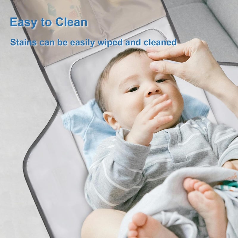 outtip 31" X 24.2" Extra Long Large Lightweight Toddler Diaper Changing Pad Travel, Cute Design 1-36 Month Infant Foldable Baby Changing Mat Wipeable, Changing Pad Portable for Station, Car, Stroller - Image 4